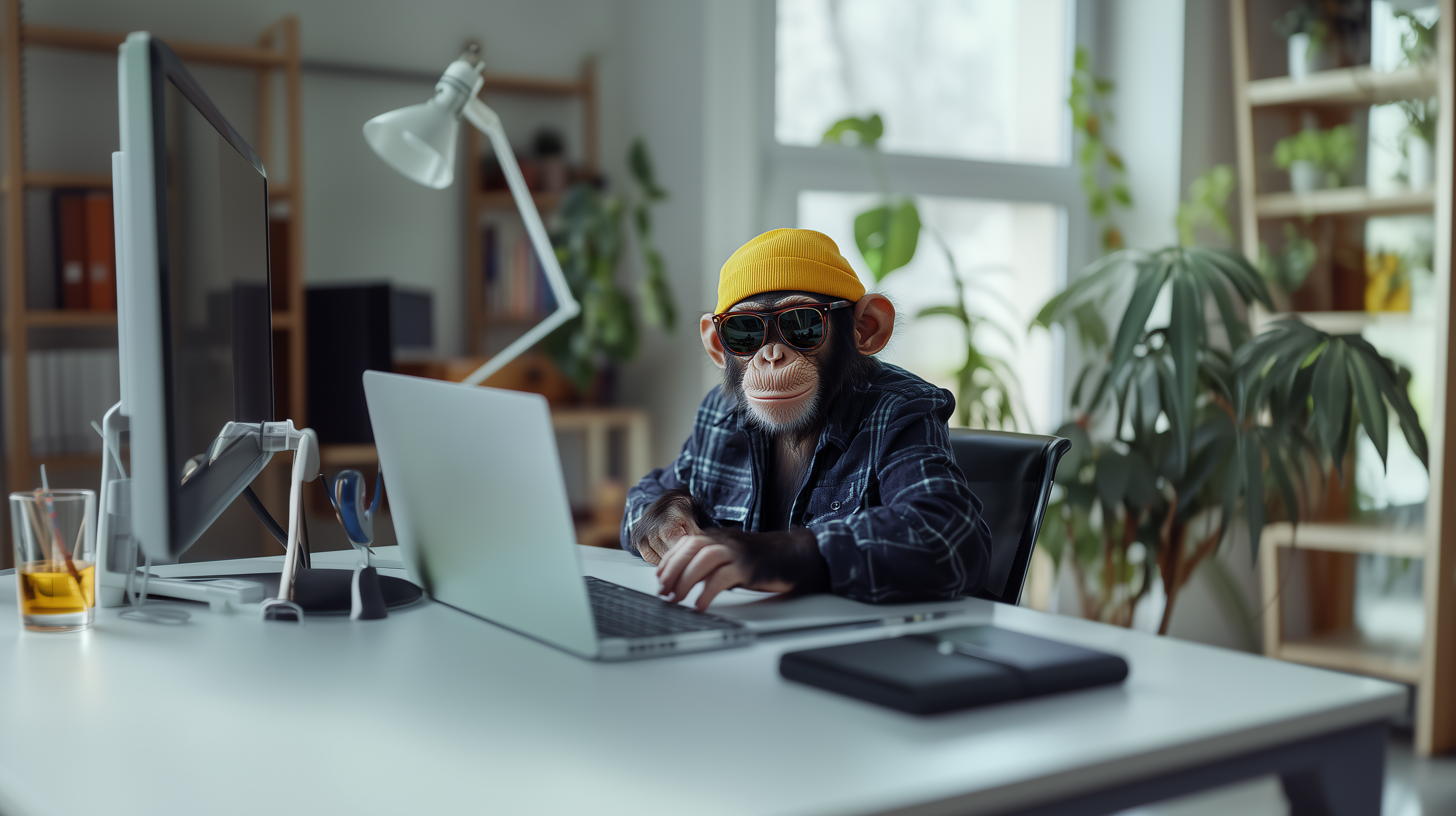 Conyenmua A Monkey Wearing A Cool Outfit Working In A Modern Ad B26afa49 7201 4d85 Be20 A0fecfcf81d2